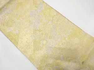 鶴に草花・古典柄織り出し　袋帯